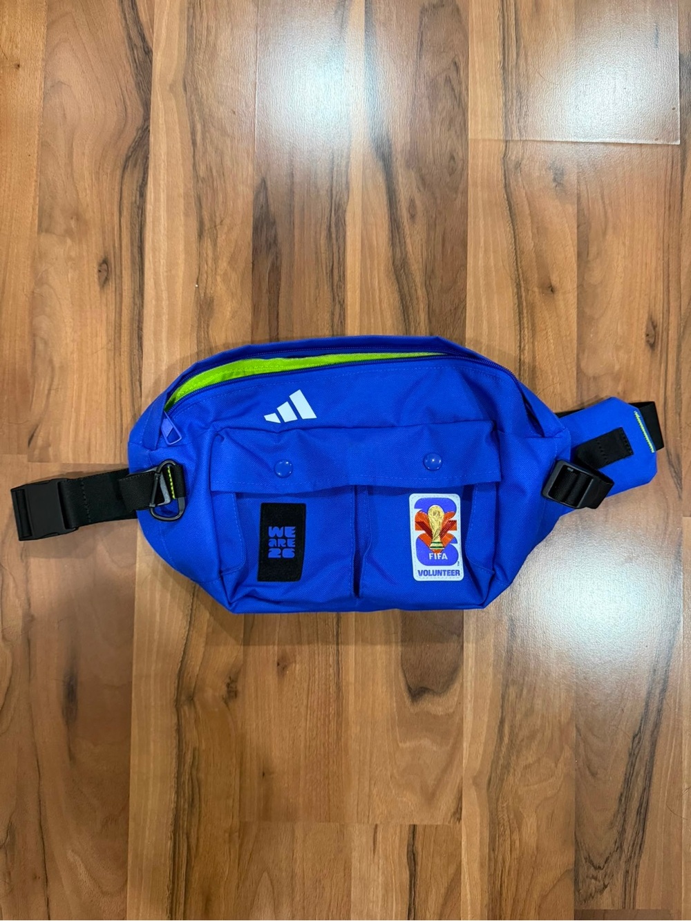 adidas Royal Blue Waist Bag with Neon Green Trim - Men’s Belt Pack